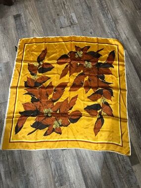 Yellow Floral Silk Scarf - Women's Fashion Wrap